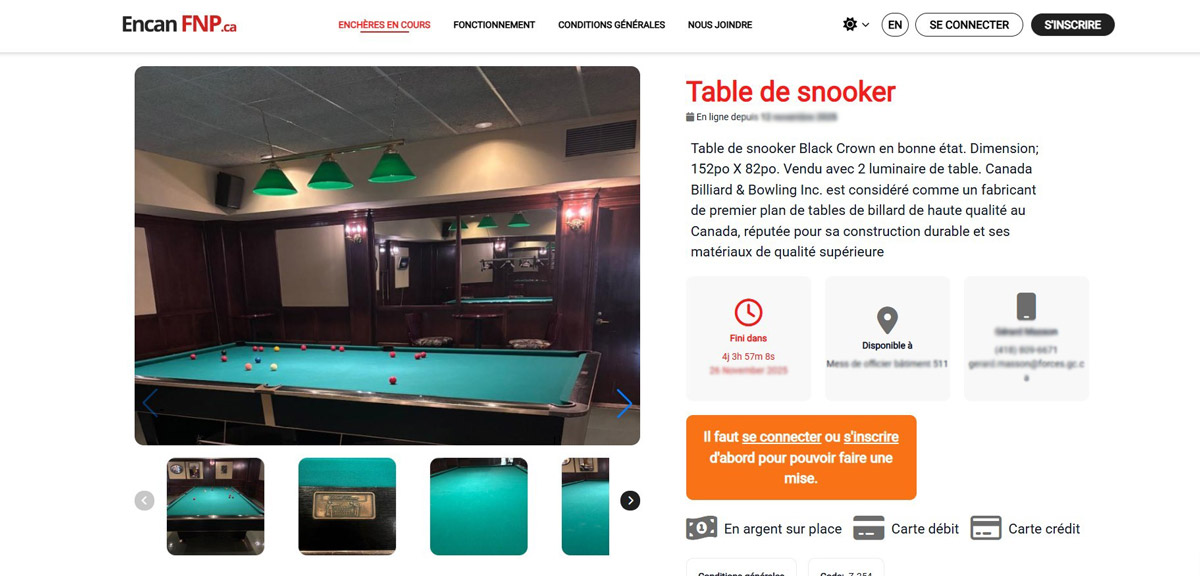 Plateforme d'enchères silencieuses - EncanFNP.ca