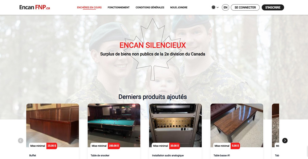 Plateforme d'enchères silencieuses - EncanFNP.ca